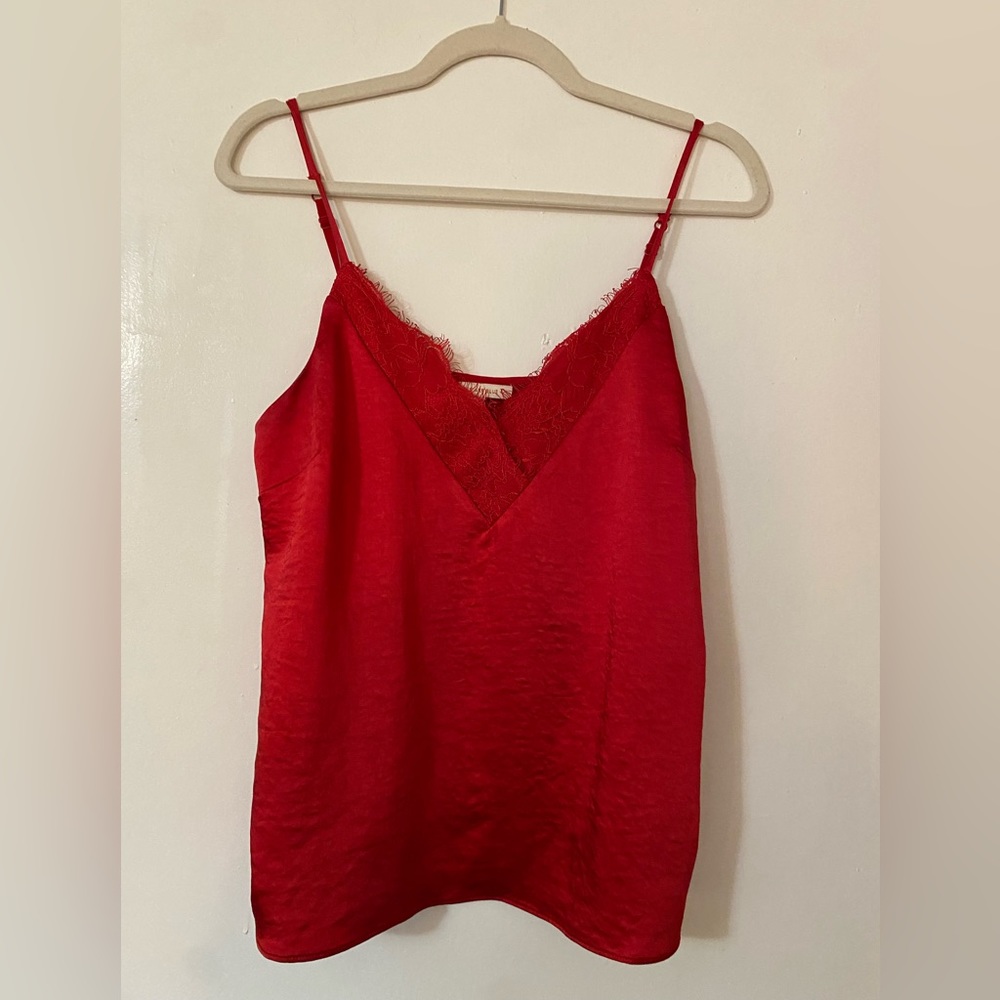 Red Silk Lace Top